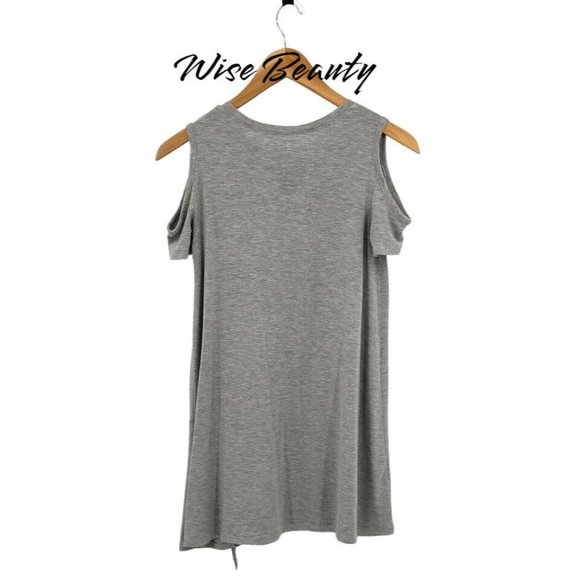 Grayson Social I Love Dogs Graphic Tunic T-Shirt Sz Large Gray Cold Shouder - Picture 4 of 8